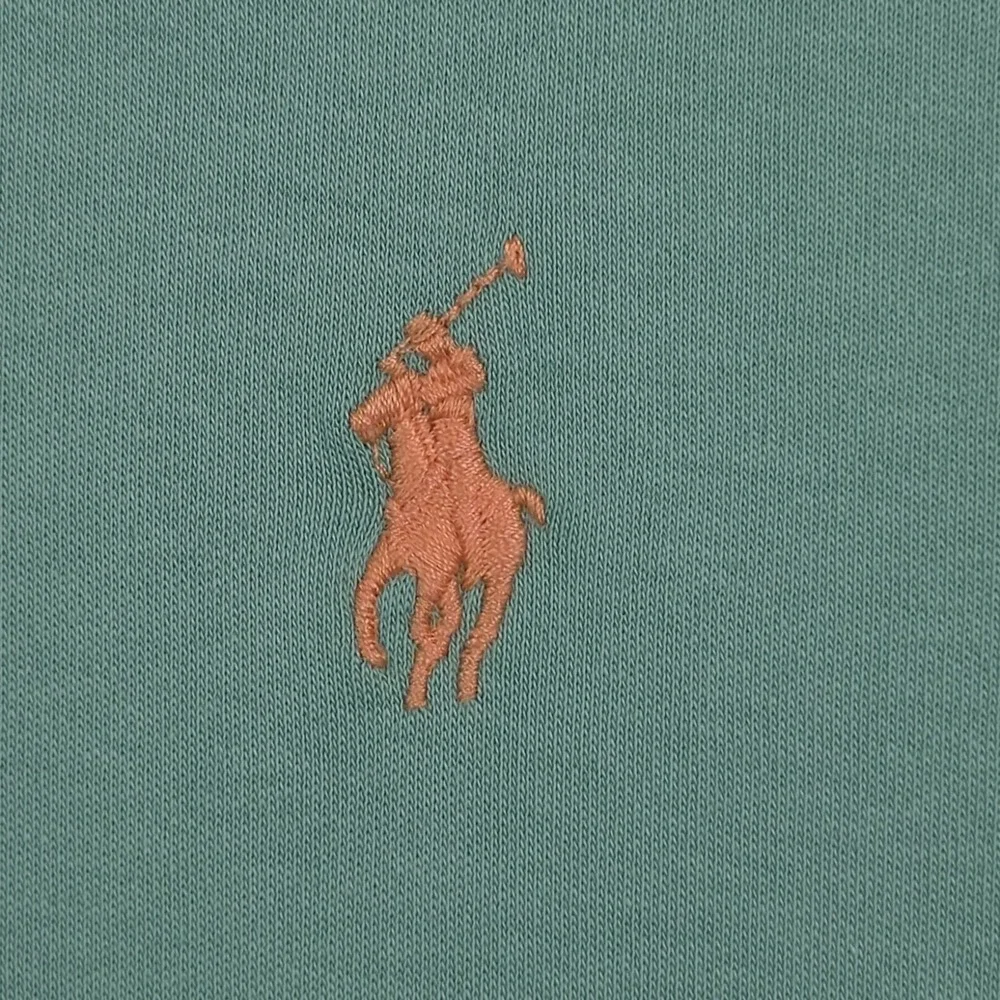 Polo Ralph Lauren Mens L Sage Green Jersey Cotton Polo Shirt Peach Pony Golf Top